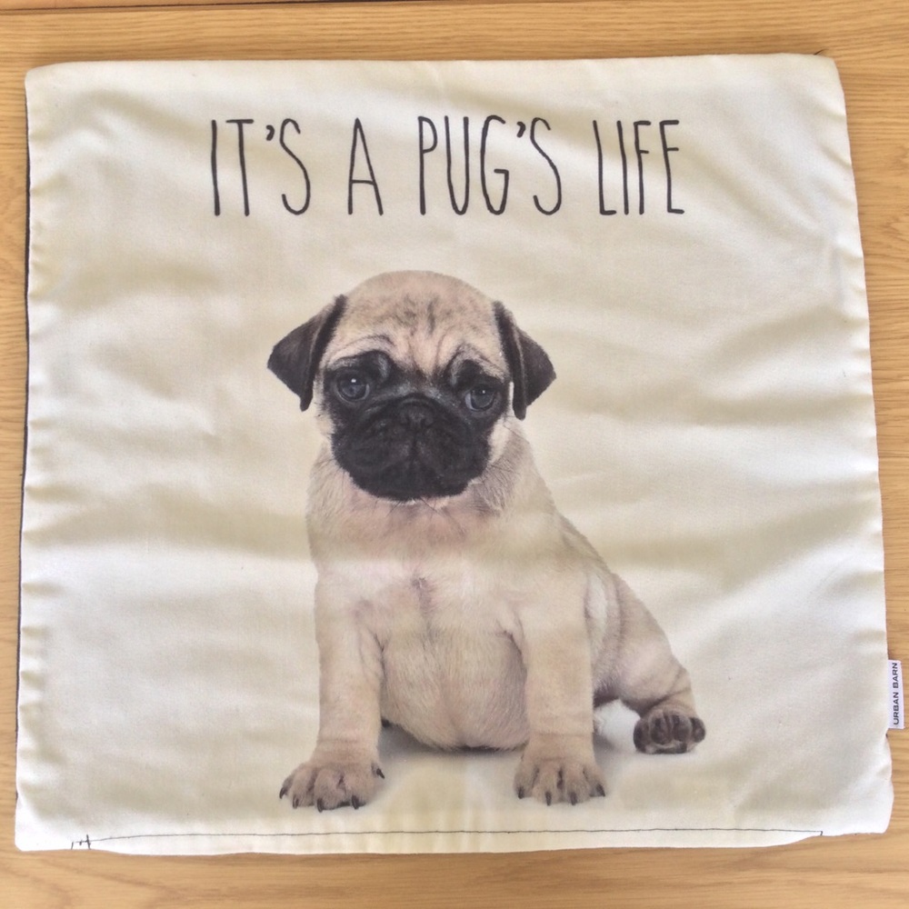 It's A Pug Life Pillow Cushion Cover Dog 18"